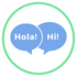 Icon of a pair of speech bubbles, one in Spanish and the other in English.